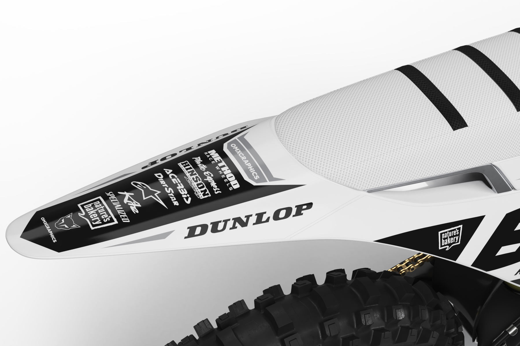 Graphics Kit For Stark Varg Dirt Bike Attack Grey 3 Stark Varg Graphics Kit Installed on a Stark Varg Dirt Bike Tail