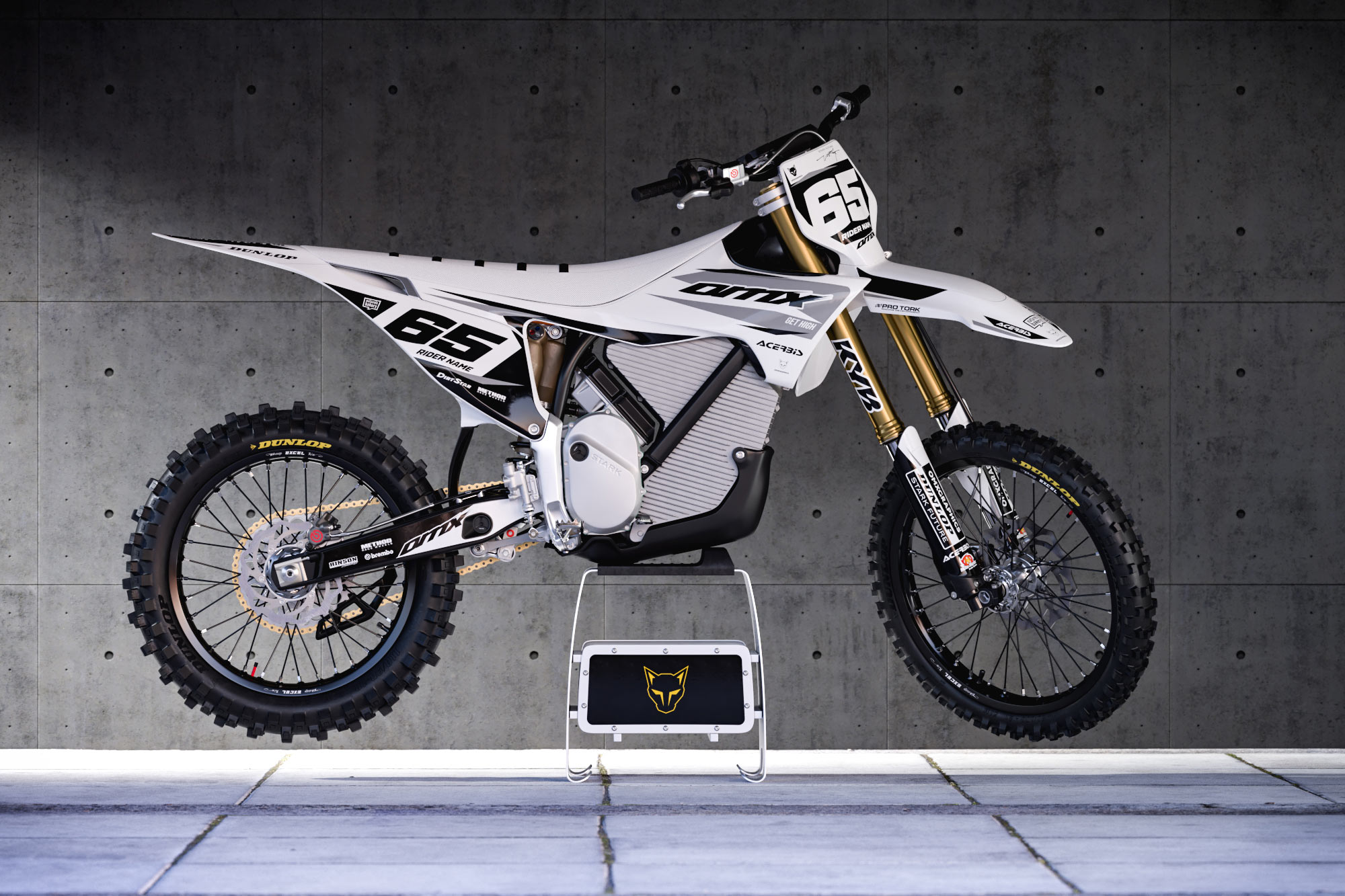 Graphics Kit For Stark Varg Dirt Bike Attack Grey Promo Stark Varg Graphics Kit Installed on a Stark Varg Dirt Bike Promo