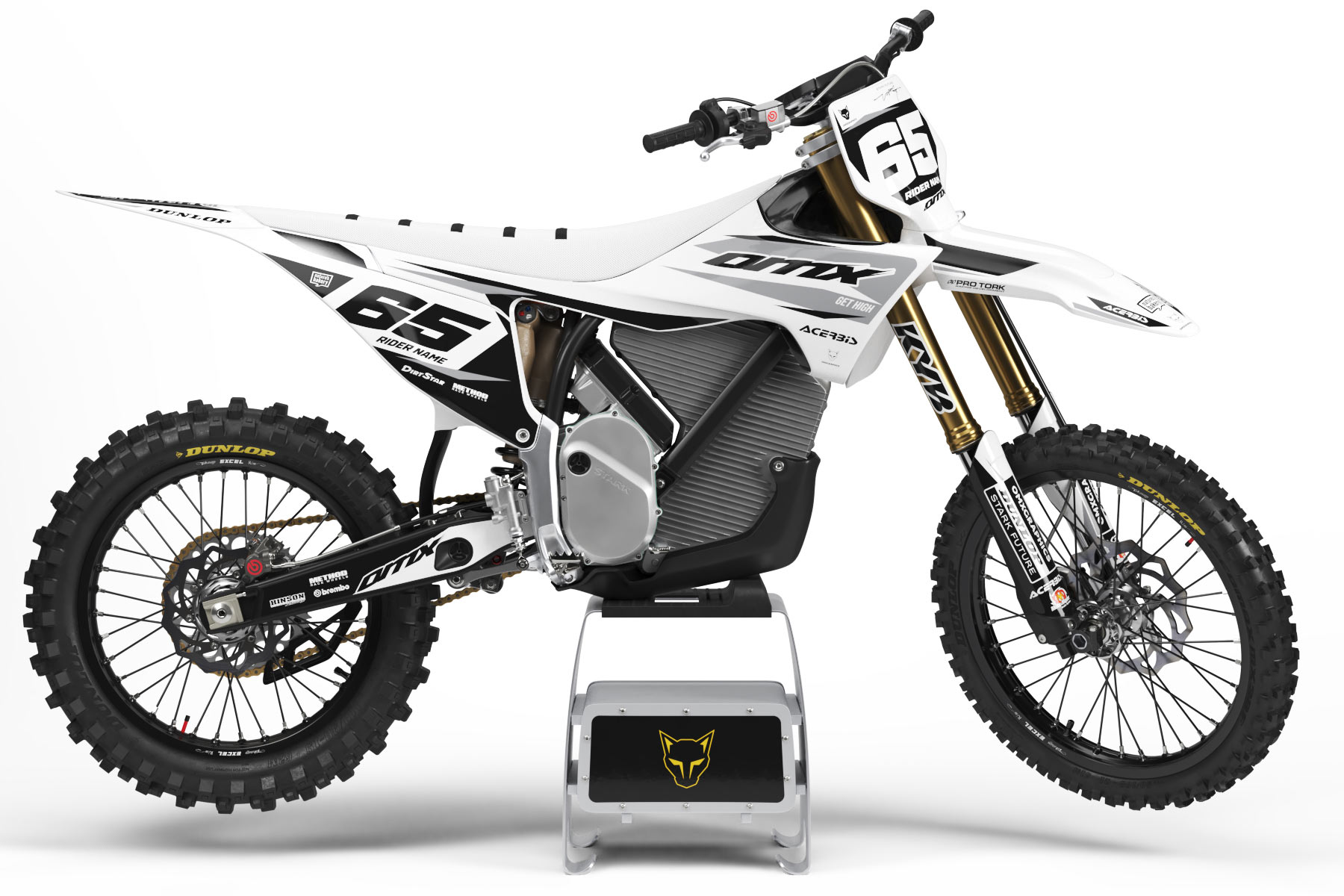 Graphics Kit For Stark Varg Dirt Bike Attack Grey Stark Varg Graphics Kit Installed on a Stark Varg Dirt Bike