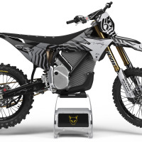 Dirt Bike Graphics Kit Installed on a Stark Varg Mx Bike