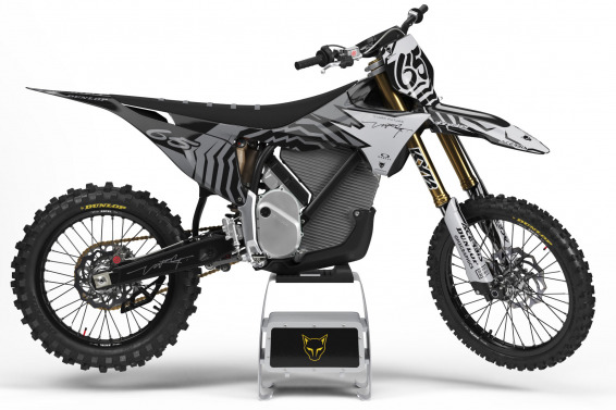 Dirt Bike Graphics Kit Installed on a Stark Varg Mx Bike