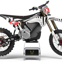 White Graphics Kit Installed on a Stark Varg Dirt Bike Blaze