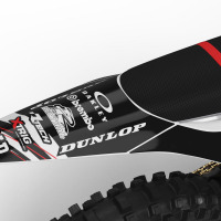 White Graphics Kit Installed on a Stark Varg Dirt Bike Blaze Rear Fender