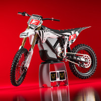 White Graphics Kit Installed on a Stark Varg Dirt Bike Blaze Promo