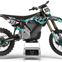 Camo Mx Graphics Kit on a Stark Varg Dirt Bike