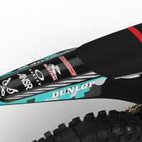 Camo Mx Graphics Kit on a Stark Varg Dirt Bike Tail