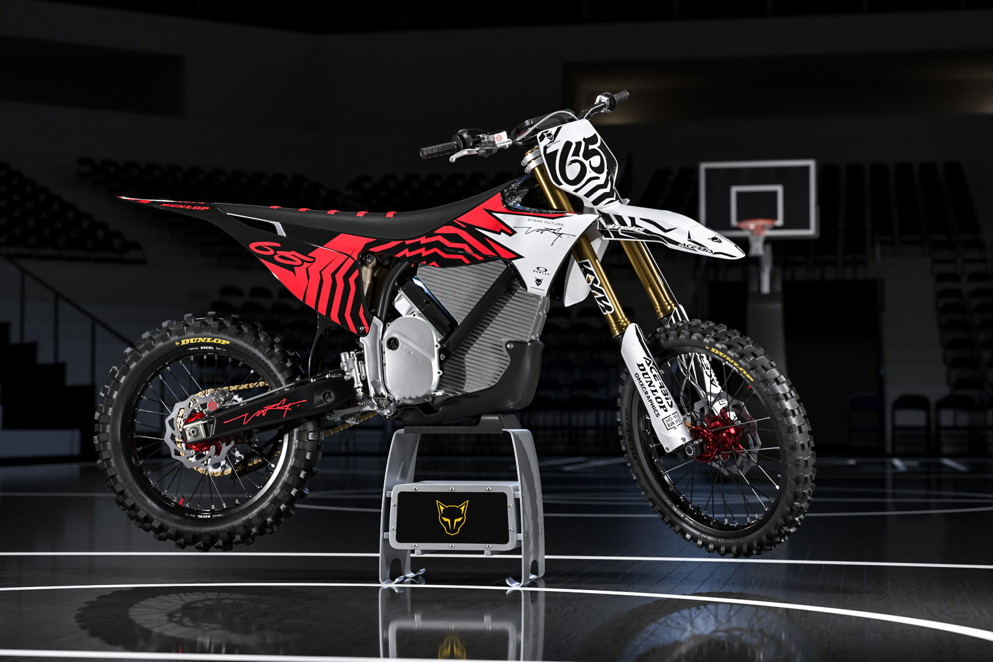 Stark Varg Graphics Kit Ghost Red Promo Stark Varg Mx Graphics Kit Ghost Red Installed on a Stark Varg Dirt Bike Promo