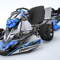 Blue Go Kart Graphics Kit Crack Installed on a Karting