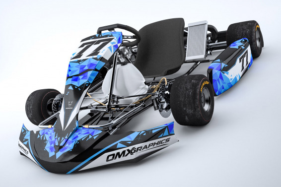 Blue Go Kart Graphics Kit Crack Installed on a Karting