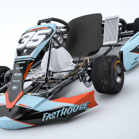 Blue Go Kart Graphics Kit Dagger Installed on a Karting Livery