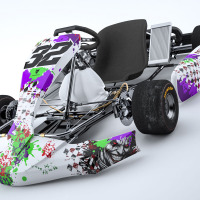 White Go Kart Graphics Kit Installed on a Karting Joker