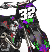 GasGas Mx Graphics Kit Joker Installed on a GasGas Dirt Bike Front