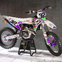 GasGas Mx Graphics Kit Joker White Installed on a GasGas Dirt Bike Promo