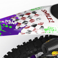 GasGas Mx Graphics Kit Joker White Installed on a GasGas Dirt Bike Tail