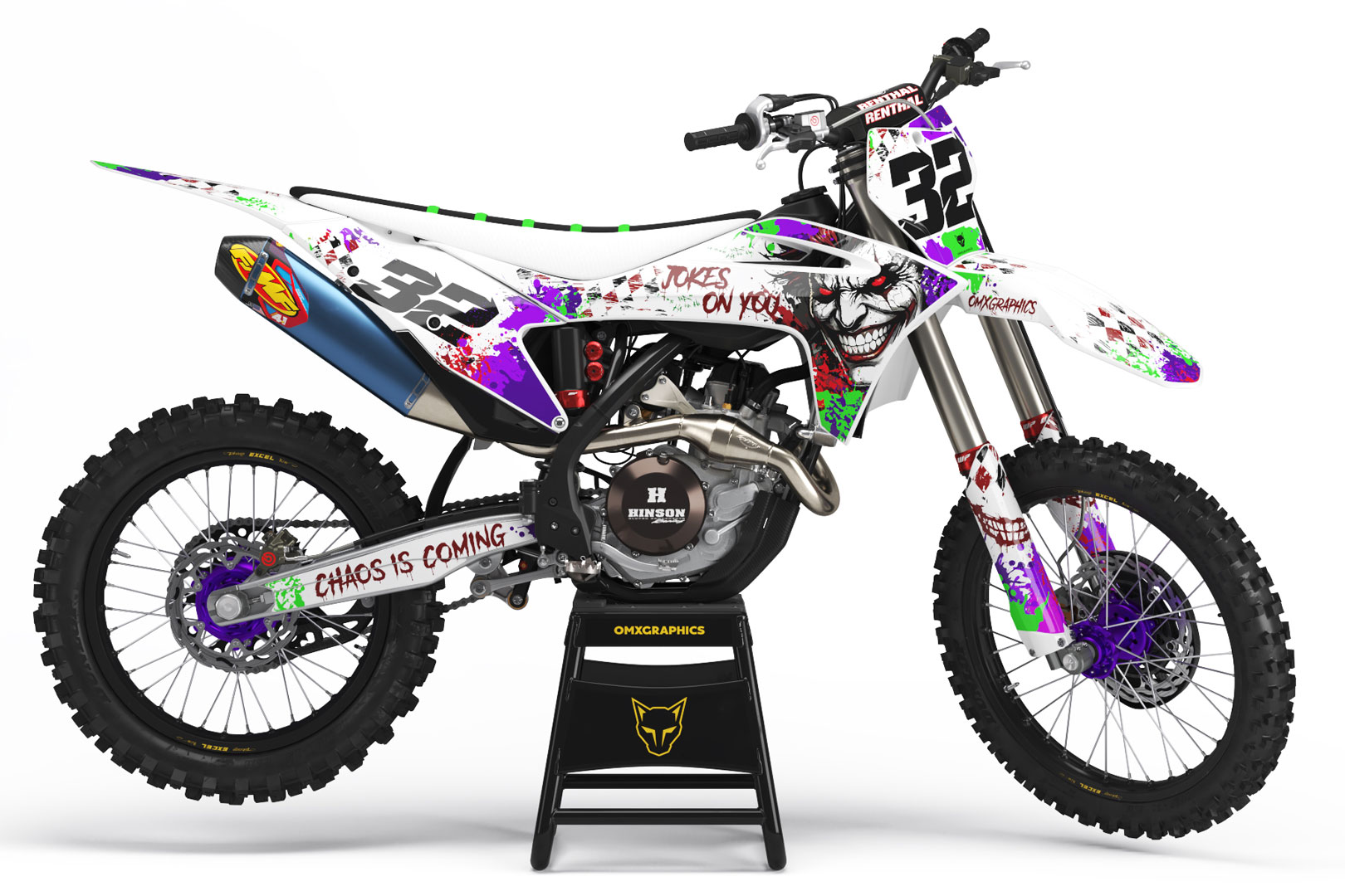 Mx Graphics for GasGas Dirt Bike Joker White GasGas Mx Graphics Kit Joker White Installed on a GasGas Dirt Bike