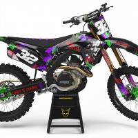 Black Honda Mx Graphics Kit Joker Installed on a Honda Dirt Bike