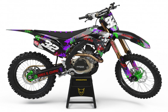 Black Honda Mx Graphics Kit Joker Installed on a Honda Dirt Bike