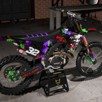 Black Honda Mx Graphics Kit Joker Installed on a Honda Dirt Bike Promo