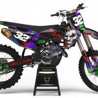 Black Husqvarna Mx Graphics Kit Joker Installed on a Husqvarna Dirt Bike