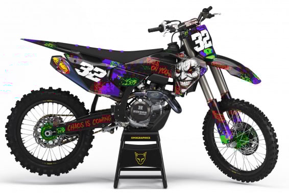 Black Husqvarna Mx Graphics Kit Joker Installed on a Husqvarna Dirt Bike