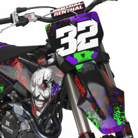 Black Husqvarna Mx Graphics Kit Joker Installed on a Husqvarna Dirt Bike Front