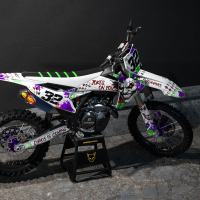 White KTM Dirt Bike Graphics Kit Joker Installed on a KTM Dirt Bike Promo
