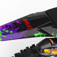 Black Kawasaki Graphics Kit Joker Installed on a Kawasaki Dirt Bike Tail