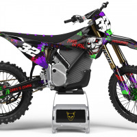 Black Stark Varg Mx Graphics Kit Joker Installed on a Stark Varg Dirt Bike