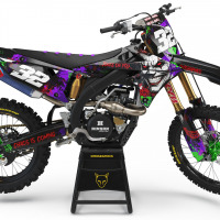 Black Suzuki Mx Graphics Kit Joker Installed on a Suzuki Dirt Bike