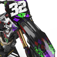 Black Suzuki Mx Graphics Kit Joker Installed on a Suzuki Dirt Bike Front