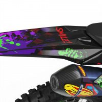 Black Suzuki Mx Graphics Kit Joker Installed on a Suzuki Dirt Bike Tail