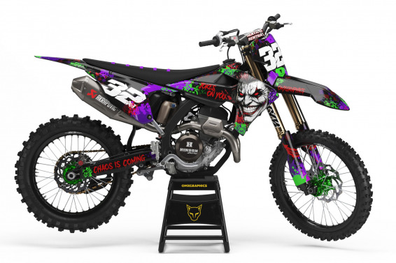 Black Triumph Mx Graphics Kit Joker Installed on a Triumph Dirt Bike