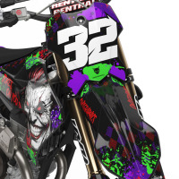 Black Triumph Mx Graphics Kit Joker Installed on a Triumph Dirt Bike Front