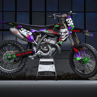 Black Triumph Mx Graphics Kit Joker Installed on a Triumph Dirt Bike Promo