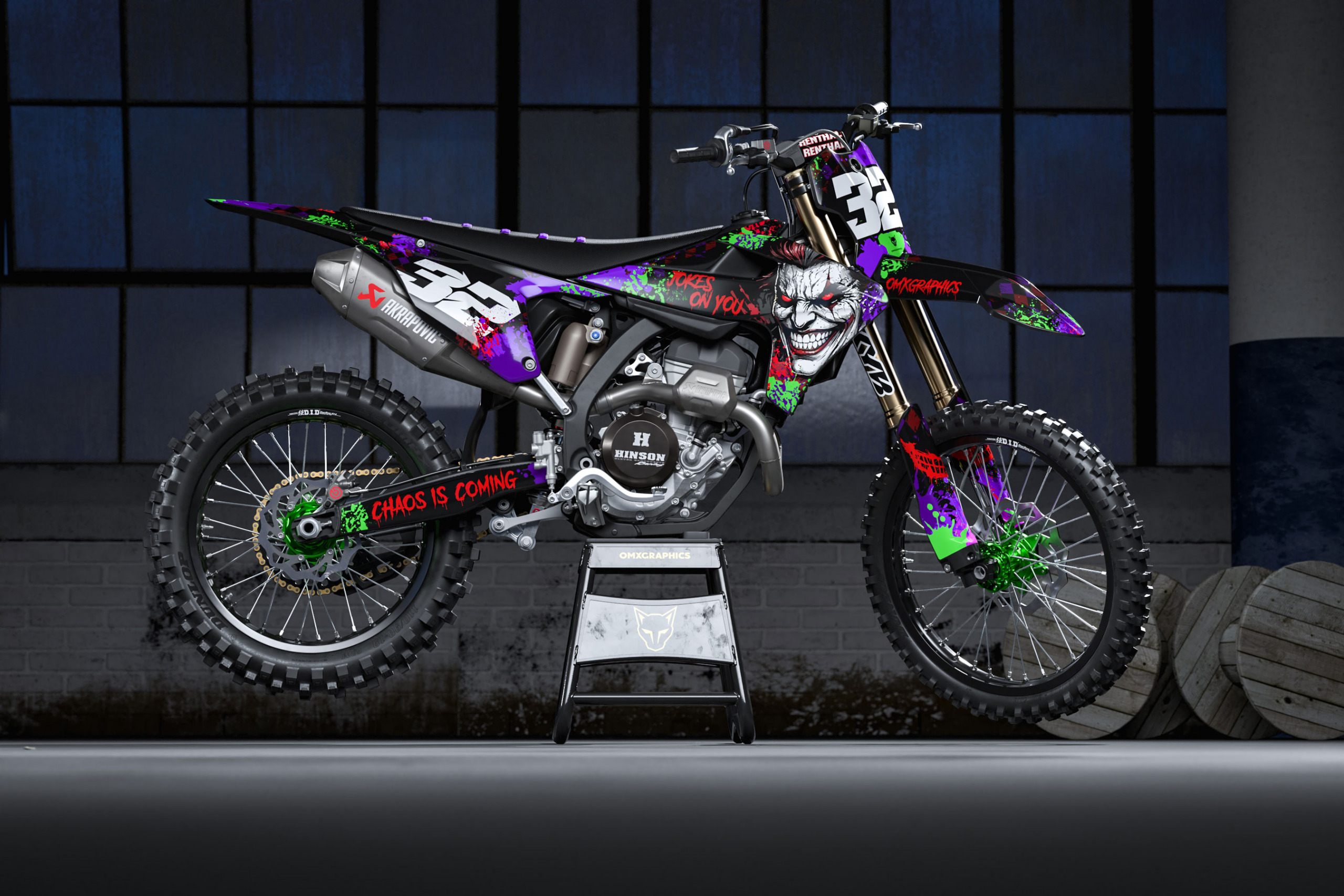 Mx Graphics for Triumph Dirt Bike Joker Black Promo Black Triumph Mx Graphics Kit Joker Installed on a Triumph Dirt Bike Promo