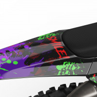 Black Triumph Mx Graphics Kit Joker Installed on a Triumph Dirt Bike Tail