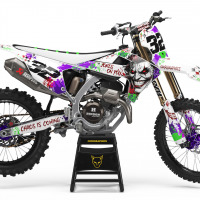 White Triumph Mx Graphics Kit Joker Installed on a Triumph Dirt Bike