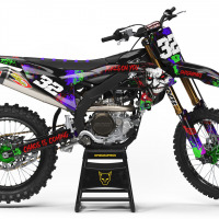 Black Yamaha Mx Graphics Kit Joker Installed on a Yamaha Dirt Bike
