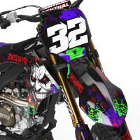 Black Yamaha Mx Graphics Kit Joker Installed on a Yamaha Dirt Bike Front