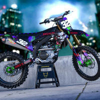 Black Yamaha Mx Graphics Kit Joker Installed on a Yamaha Dirt Bike Promo
