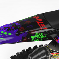 Black Yamaha Mx Graphics Kit Joker Installed on a Yamaha Dirt Bike Tail