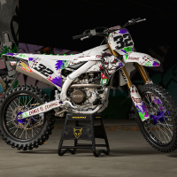 White Yamaha Mx Graphics Kit Joker Installed on a Yamaha Dirt Bike Promo