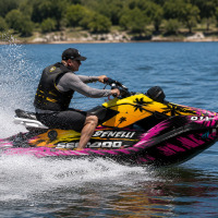 Bahama Jet Ski Graphics Kit On a Jet Ski During the Race