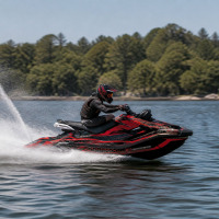 Force Jet Ski Graphics Kit Installed on a Jet Ski Race Photo