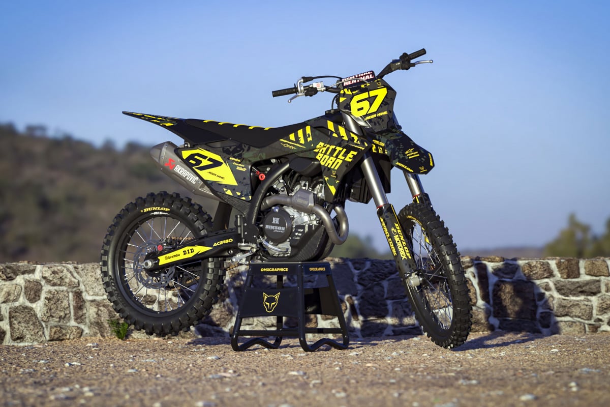 Airborne Black Graphics Kit Installed on GasGas Mx Bike