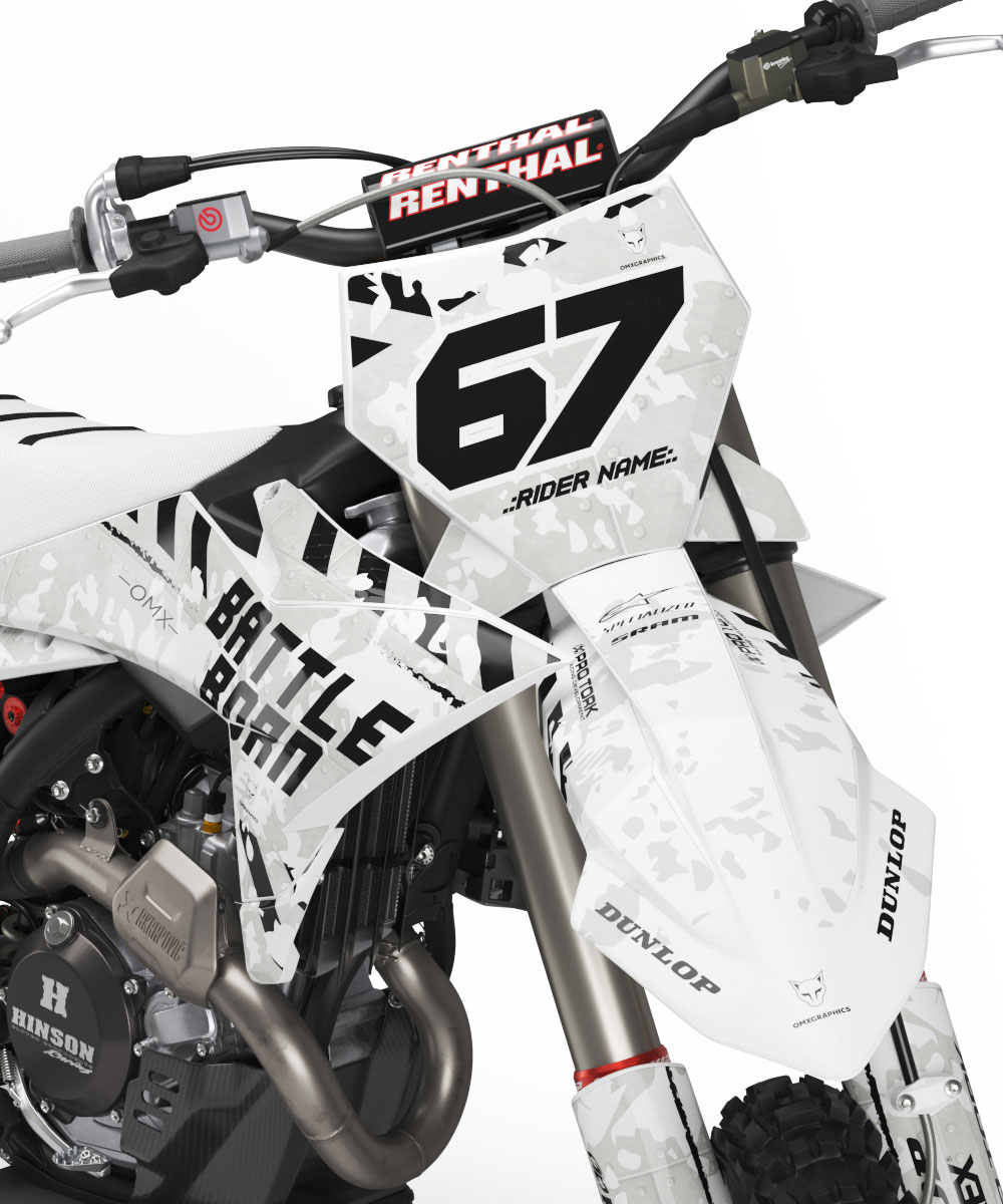 Airborne White Graphics Kit for KTM Dirt Bike Front Airborne White Graphics Kit for KTM Dirt Bike Front