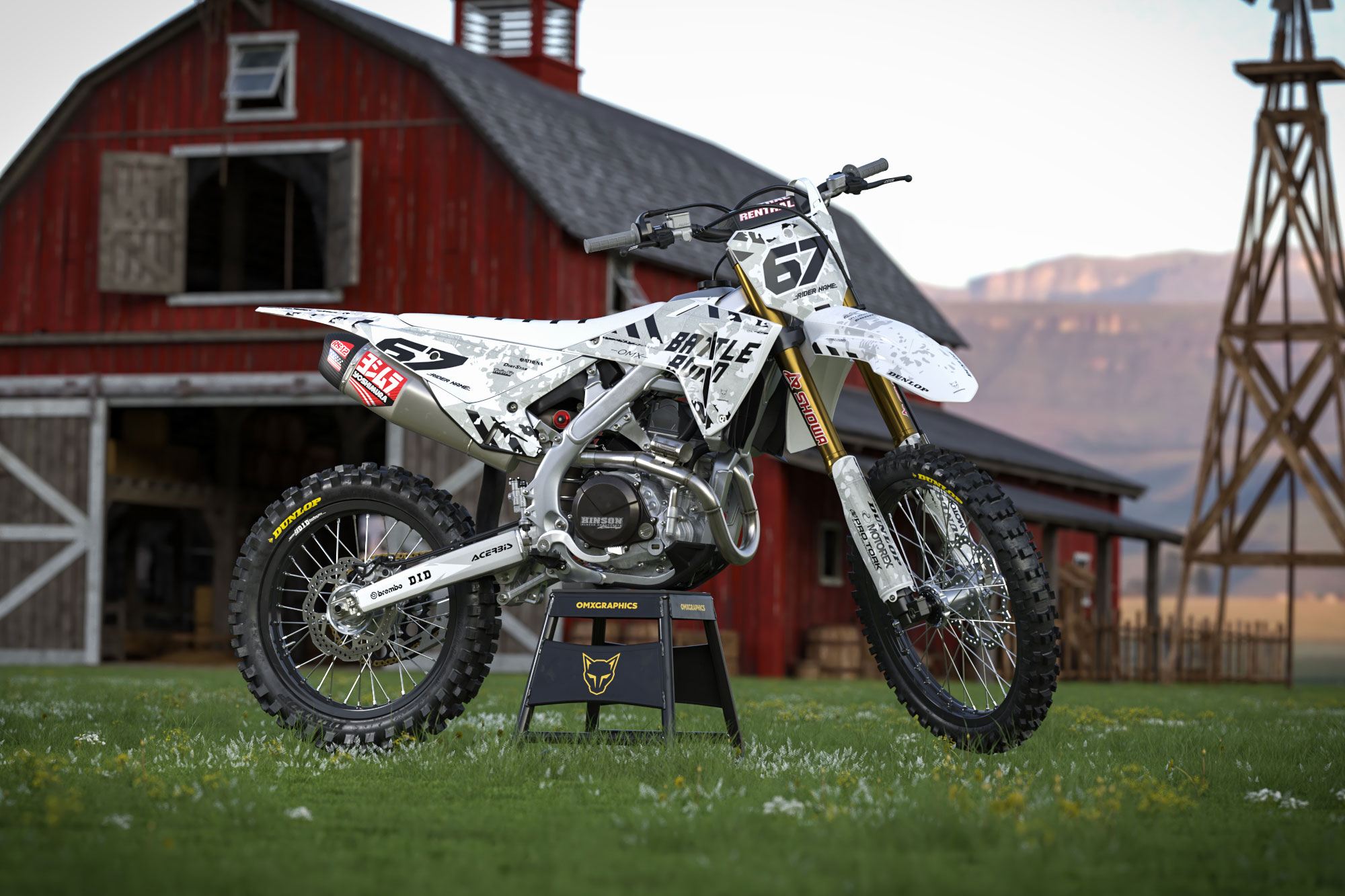 Airborne White Honda Dirt Bike Graphics Kit Promo Airborne White - Graphics Kit installed on Honda Dirt Bike