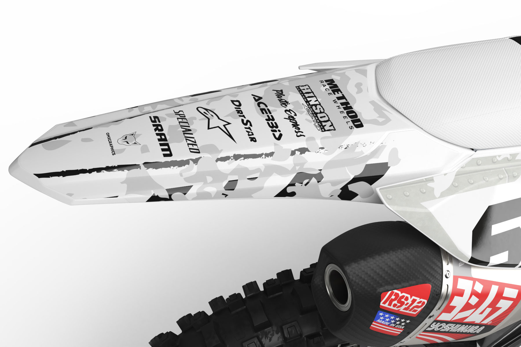 Airborne White Honda Dirt Bike Graphics Kit Tail Airborne White - Graphics Kit for Honda Tail