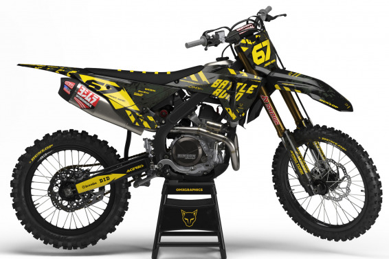 Dirt Bike Graphics Kit Airborn for Honda Dirt Bike Installed on ad Bike