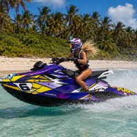 Jet Ski Graphics Kit Pop Wave installed on a real Jet Ski in Action
